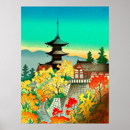 Het najaar in de Kiyomizu-tempel in Kyoto Koyo Poster (Voorkant)