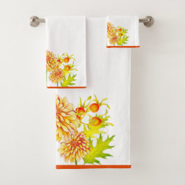 Het najaar is aangebroken op een set handdoeken