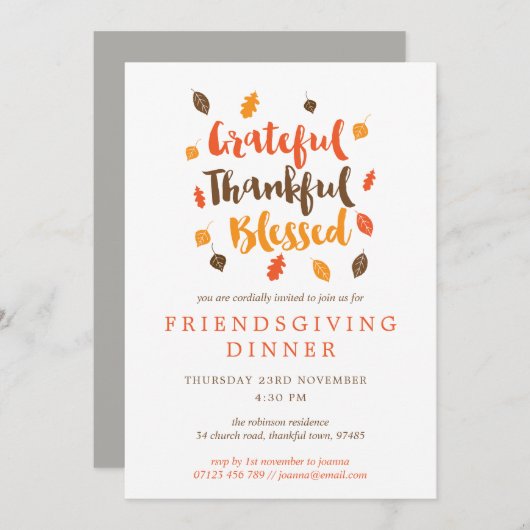 Het najaar laat het typografische Friendsgiving-av Kaart (Voorkant / Achterkant)