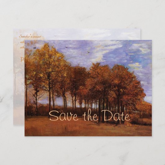 Het najaar landschap van Van Gogh. Save the date Aankondigingskaart (Voorkant / Achterkant)