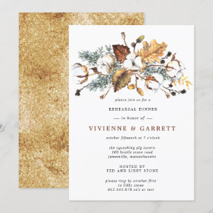 Het najaar leest White Floral Rehearsal Dinner Kaart
