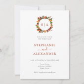 Het najaar van de herfst wordt het Monogram Wedden Kaart (Voorkant)