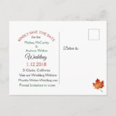 Het najaar van de val trekt Wedding sparen de Datu Aankondigingskaart (Achterkant)