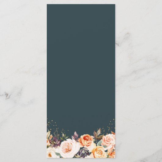 Het najaar van Floral Gold Glitters Fall Wedding M Menu (Achterkant)