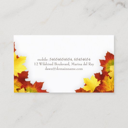 Het najaar verlaten van het Visitekaartje Ontwerp (Achterkant)