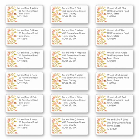 Het najaar verliest het Individuele Adres van de N Sticker (Voorkant)