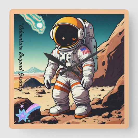 "Het najagen van hemelse dromen" Vierkante Klok (Voorkant)