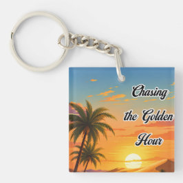 Het najagen van het gouden uur Woestijn Zonsonderg Sleutelhanger
