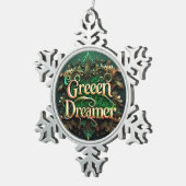 "Het najagen van middernachtdromen" Tin Sneeuwvlok Ornament (Rechts)