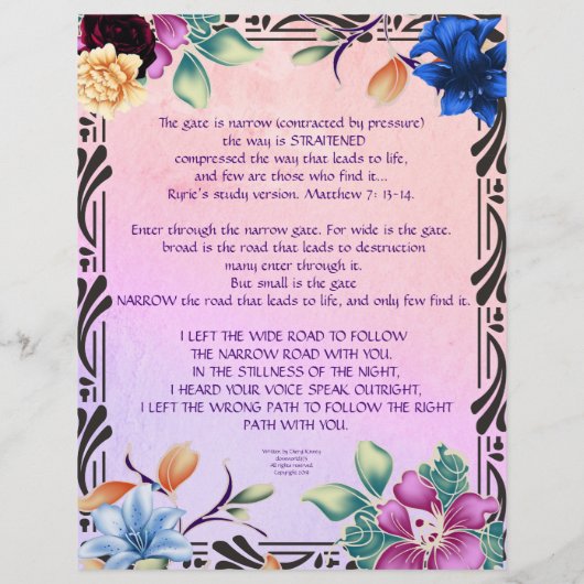 Het Narrow Road Writing Personalized Paper (Achterkant)