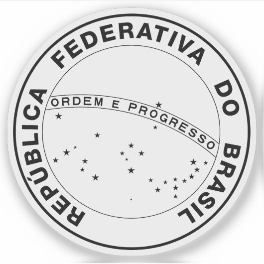 Het nationale zegel van Brazilië (versie b/w) Sticker (Voorkant)