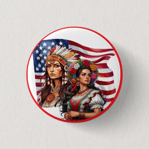 Het Native American/Mexicaanse Erfgoed_Feeding Han Ronde Button 3,2 Cm
