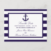 Het Nautical Anchor Navy Stripe Wedding Collectie Aankondigingskaart (Voorkant)
