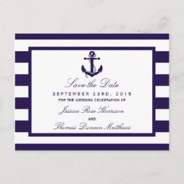 Het Nautical Anchor Navy Stripe Wedding Collectie Aankondigingskaart