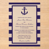 Het Nautical Anchor Navy Stripe Wedding Collectie Acryl Uitnodigingen (Voorkant)