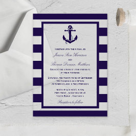 Het Nautical Anchor Navy Stripe Wedding Collectie Acryl Uitnodigingen