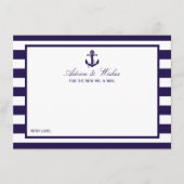 Het Nautical Anchor Navy Stripe Wedding Collectie Advieskaart (Voorkant)