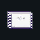 Het Nautical Anchor Navy Stripe Wedding Collectie Advieskaart<br><div class="desc">Viel in stijl met deze nautische anker advieskaarten. Het eenvoudige maar stijlvolle ontwerp zal uw gasten toestaan om een nota van raad voor u te schrijven om over jaren te houden en te lezen. De formulering is gemakkelijk te personaliseren, zodat deze kaarten snel kunnen worden omgezet in advieskaarten voor vrijgezellenfeesten,...</div>