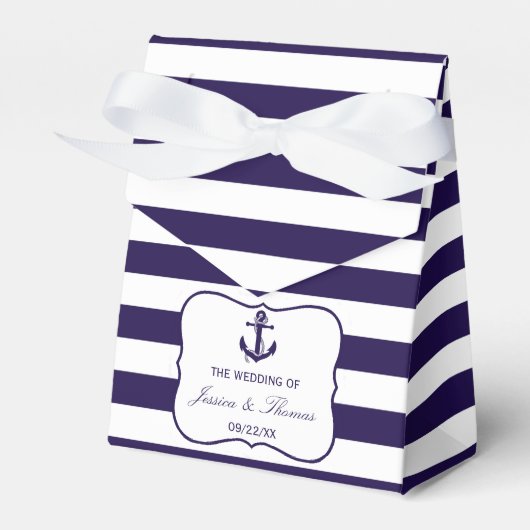 Het Nautical Anchor Navy Stripe Wedding Collectie Bedankdoosjes (Voorkant Zijde)