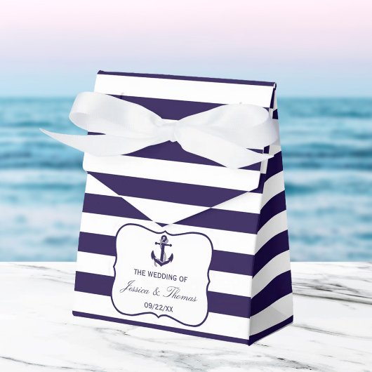 Het Nautical Anchor Navy Stripe Wedding Collectie Bedankdoosjes