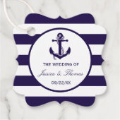Het Nautical Anchor Navy Stripe Wedding Collectie Bedankjes Labels (Voorkant)