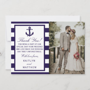 Het Nautical Anchor Navy Stripe Wedding Collectie Bedankkaart