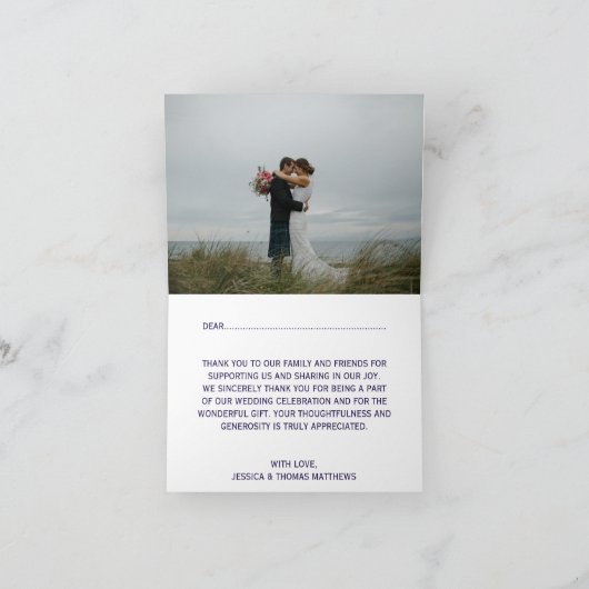 Het Nautical Anchor Navy Stripe Wedding Collectie Bedankkaart (Binnen)