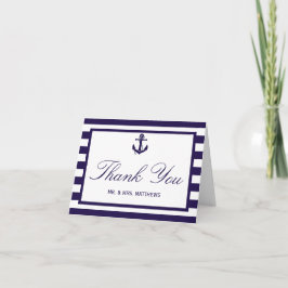 Het Nautical Anchor Navy Stripe Wedding Collectie Bedankkaart