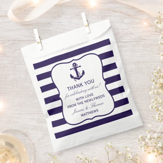 Het Nautical Anchor Navy Stripe Wedding Collectie Bedankzakje (Geknipt)