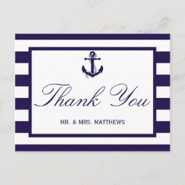 Het Nautical Anchor Navy Stripe Wedding Collectie Briefkaart