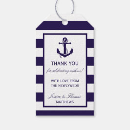 Het Nautical Anchor Navy Stripe Wedding Collectie Cadeaulabel