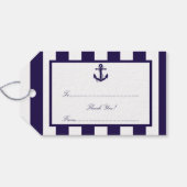 Het Nautical Anchor Navy Stripe Wedding Collectie Cadeaulabel (Achterkant Horizontaal)