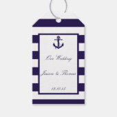 Het Nautical Anchor Navy Stripe Wedding Collectie Cadeaulabel (Voorkant)