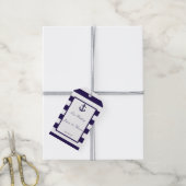 Het Nautical Anchor Navy Stripe Wedding Collectie Cadeaulabel (Met Touw)