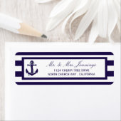 Het Nautical Anchor Navy Stripe Wedding Collectie Etiket (Insitu)