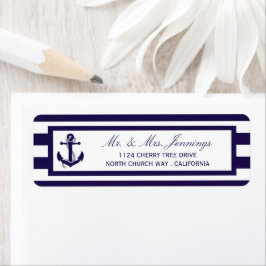 Het Nautical Anchor Navy Stripe Wedding Collectie Etiket