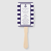Het Nautical Anchor Navy Stripe Wedding Collectie Handwaaier (Voorkant)