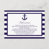 Het Nautical Anchor Navy Stripe Wedding Collectie Informatiekaartje (Voorkant)