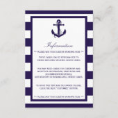 Het Nautical Anchor Navy Stripe Wedding Collectie Informatiekaartje (Voorkant)