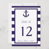 Het Nautical Anchor Navy Stripe Wedding Collectie Kaart (Voorkant)