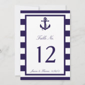 Het Nautical Anchor Navy Stripe Wedding Collectie Kaart (Achterkant)