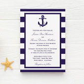 Het Nautical Anchor Navy Stripe Wedding Collectie Kaart