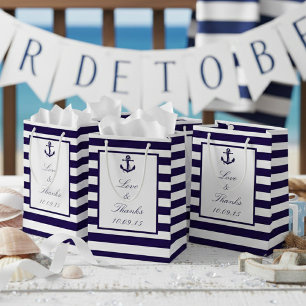Het Nautical Anchor Navy Stripe Wedding Collectie Klein Cadeauzakje