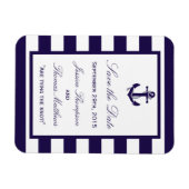 Het Nautical Anchor Navy Stripe Wedding Collectie Magneet (Horizontaal)