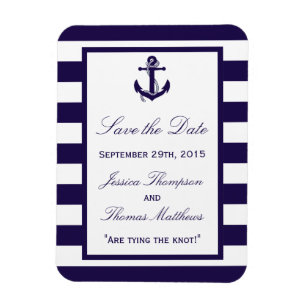 Het Nautical Anchor Navy Stripe Wedding Collectie Magneet
