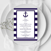 Het Nautical Anchor Navy Stripe Wedding Collectie Menu
