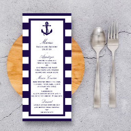 Het Nautical Anchor Navy Stripe Wedding Collectie Menu