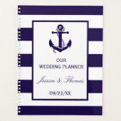 Het Nautical Anchor Navy Stripe Wedding Collectie Planner (Voorkant)