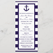 Het Nautical Anchor Navy Stripe Wedding Collectie Programmakaart (Voorkant)