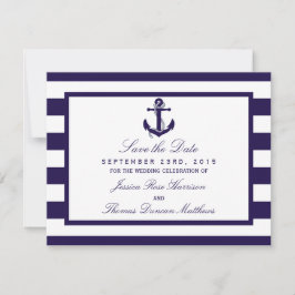 Het Nautical Anchor Navy Stripe Wedding Collectie Save The Date